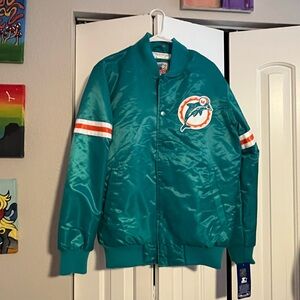 STARTER Teal Bomber Jacket with Orange and White Accents